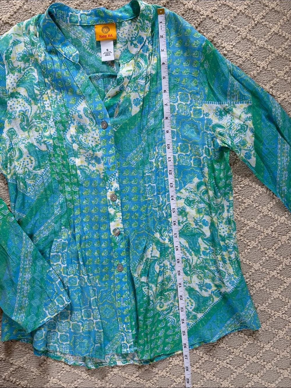 Ruby Rd Printed Button-Up Tunic Blouse - Picture 3 of 12